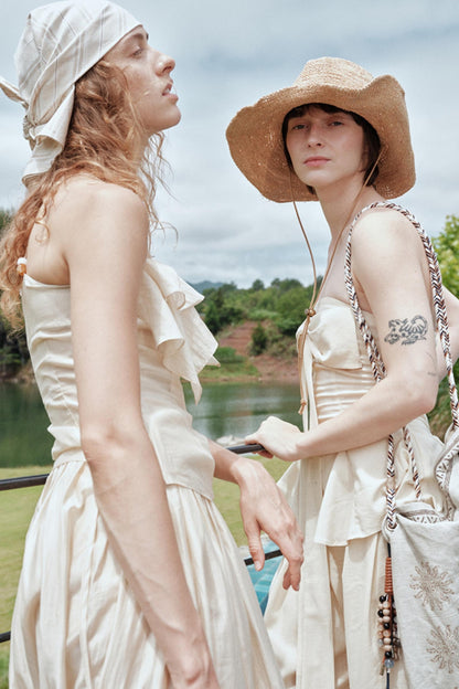 Eternal River Bandeau Top Wide-Leg Trousers Set-Up