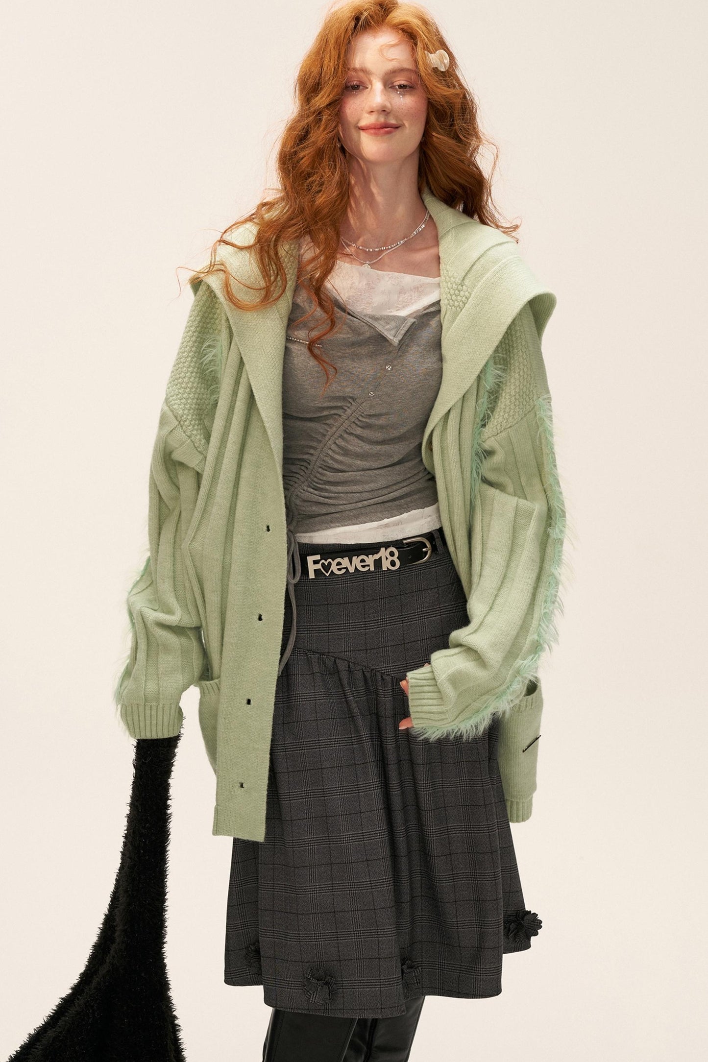 Lapel Knitted Loose Sweater Jacket