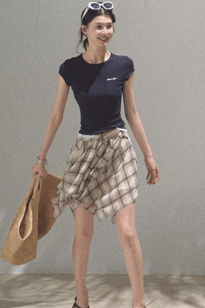 Love Ripple Plaid Skirt