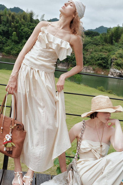 Eternal River Bandeau Top Wide-Leg Trousers Set-Up