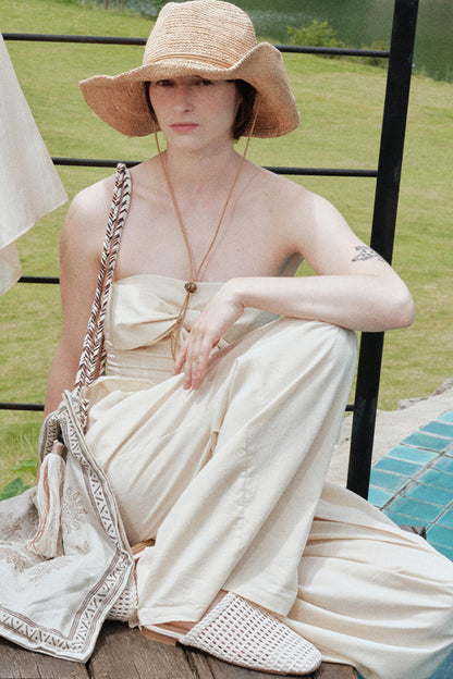 Eternal River Bandeau Top Wide-Leg Trousers Set-Up