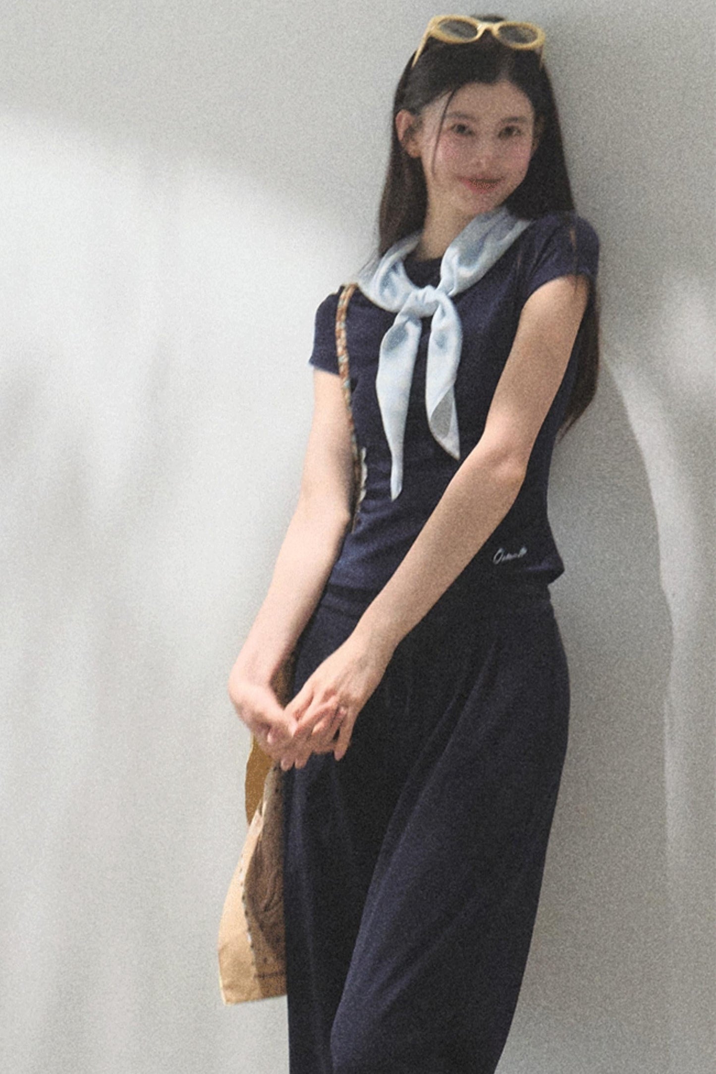 Lace-Up Top &amp; Wide Leg Pants Set-Up