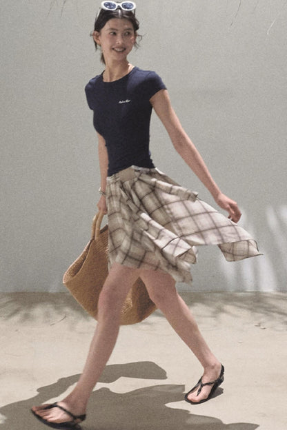 Love Ripple Plaid Skirt