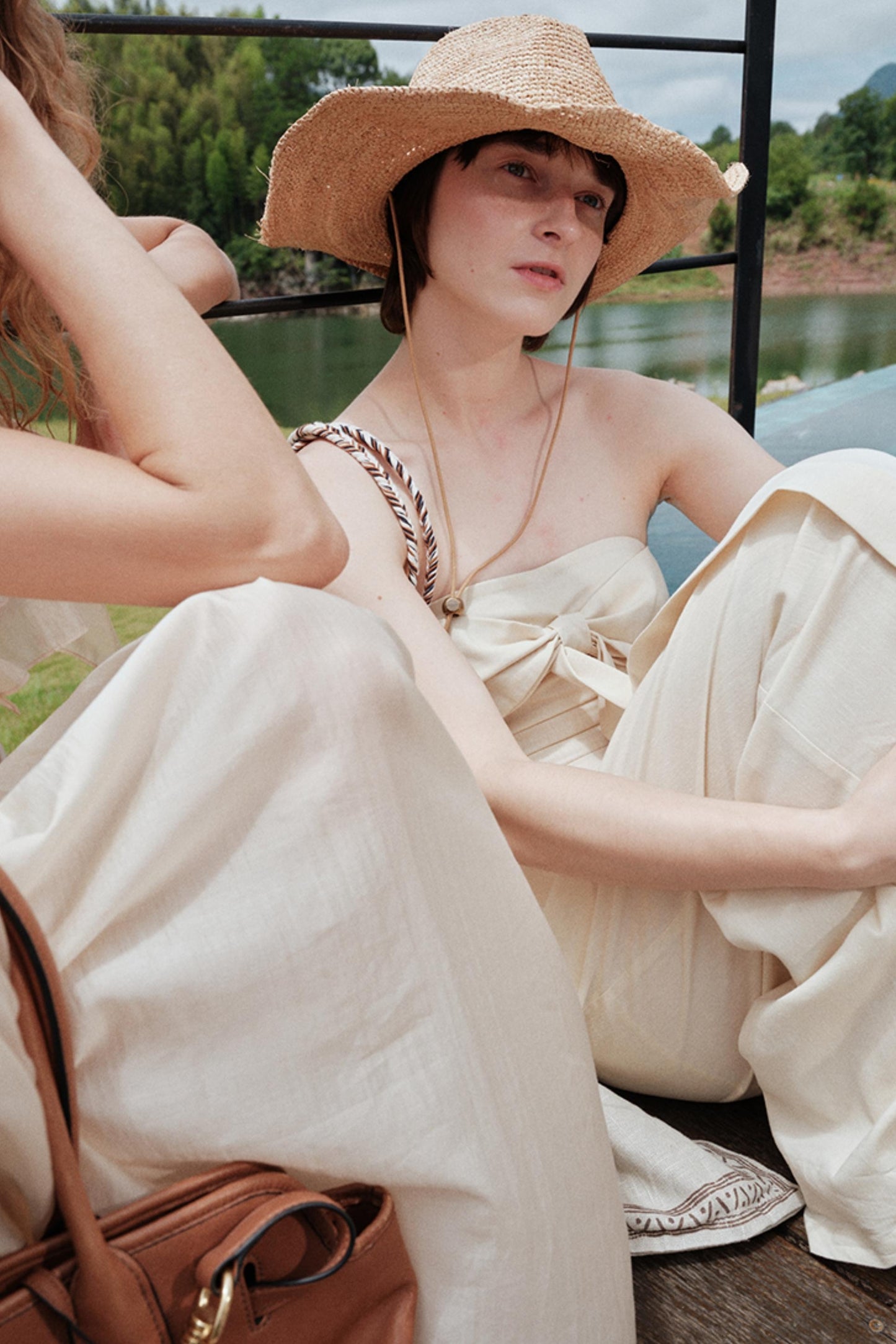 Eternal River Bandeau Top Wide-Leg Trousers Set-Up