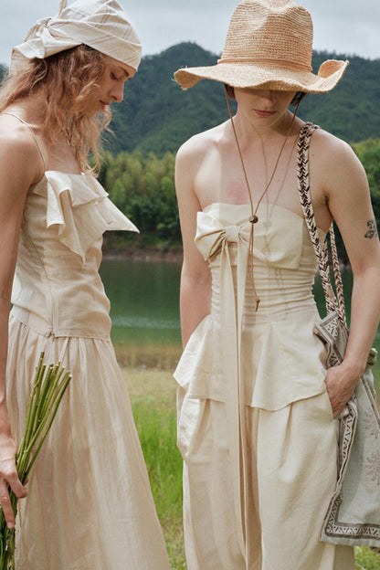 Eternal River Bandeau Top Wide-Leg Trousers Set-Up