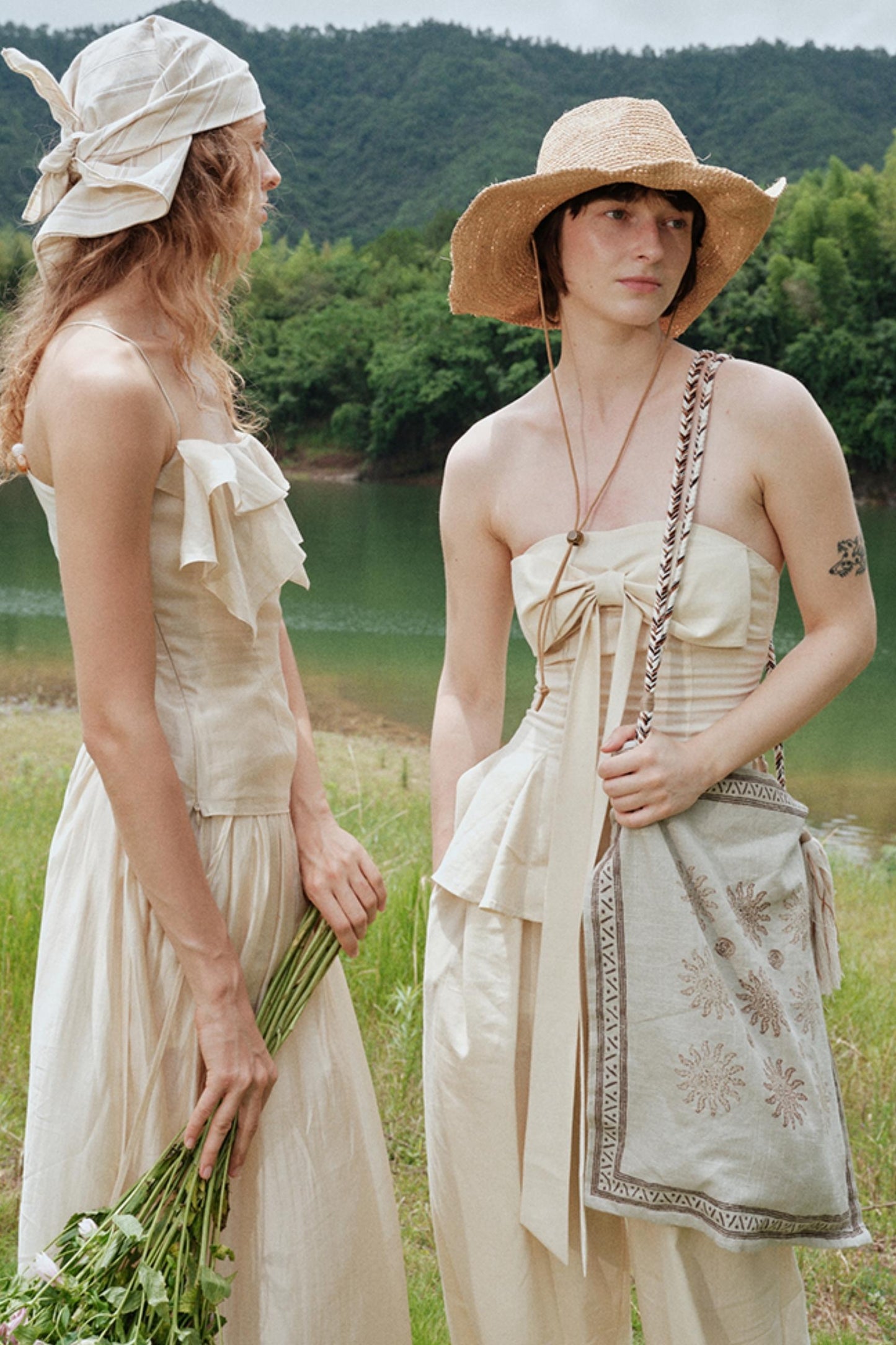 Eternal River Bandeau Top Wide-Leg Trousers Set-Up