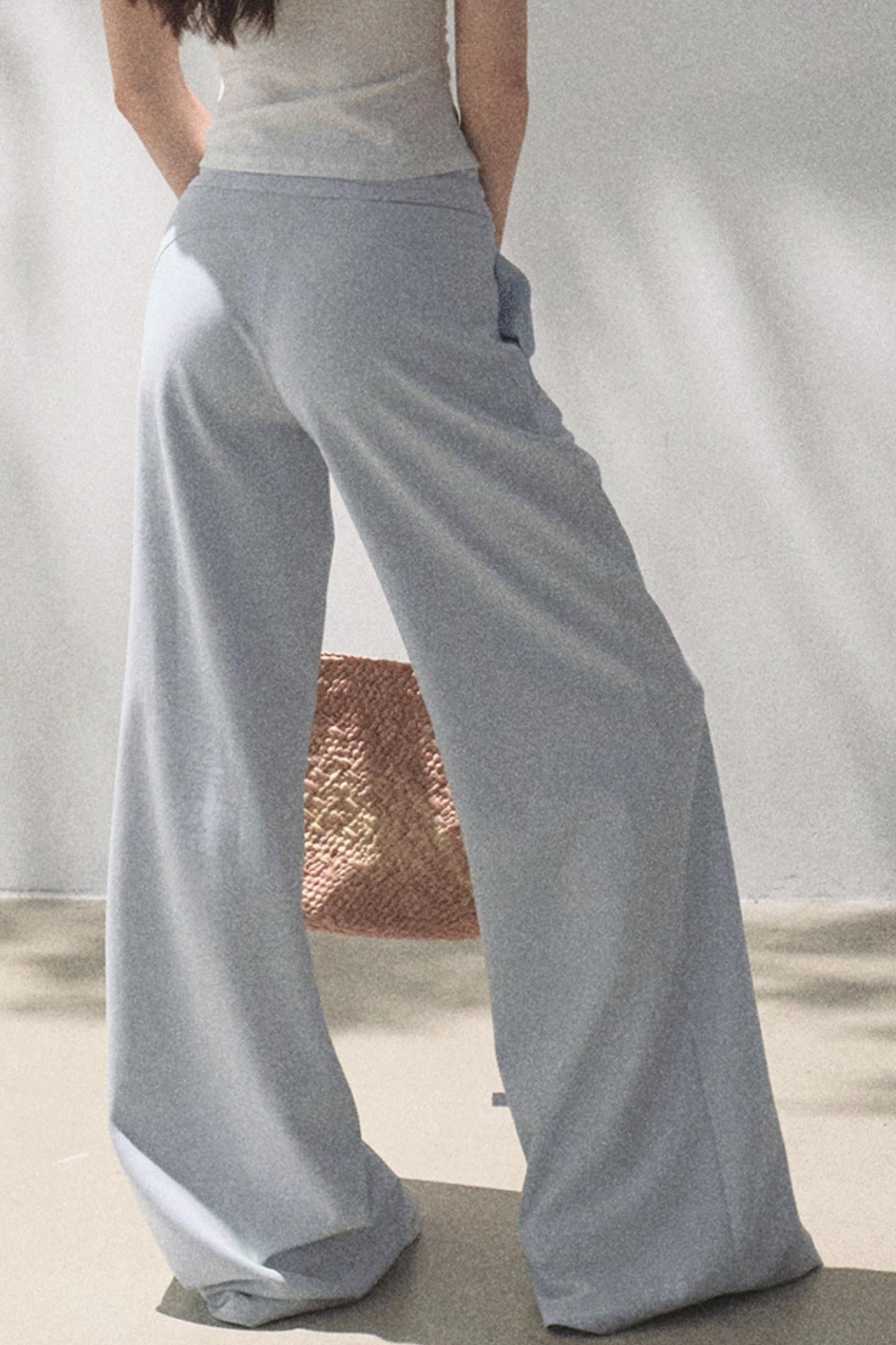 Lace-Up Top &amp; Wide Leg Pants Set-Up