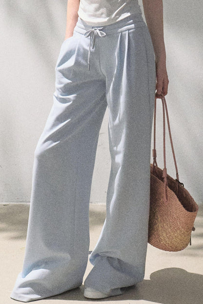 Lace-Up Top &amp; Wide Leg Pants Set-Up