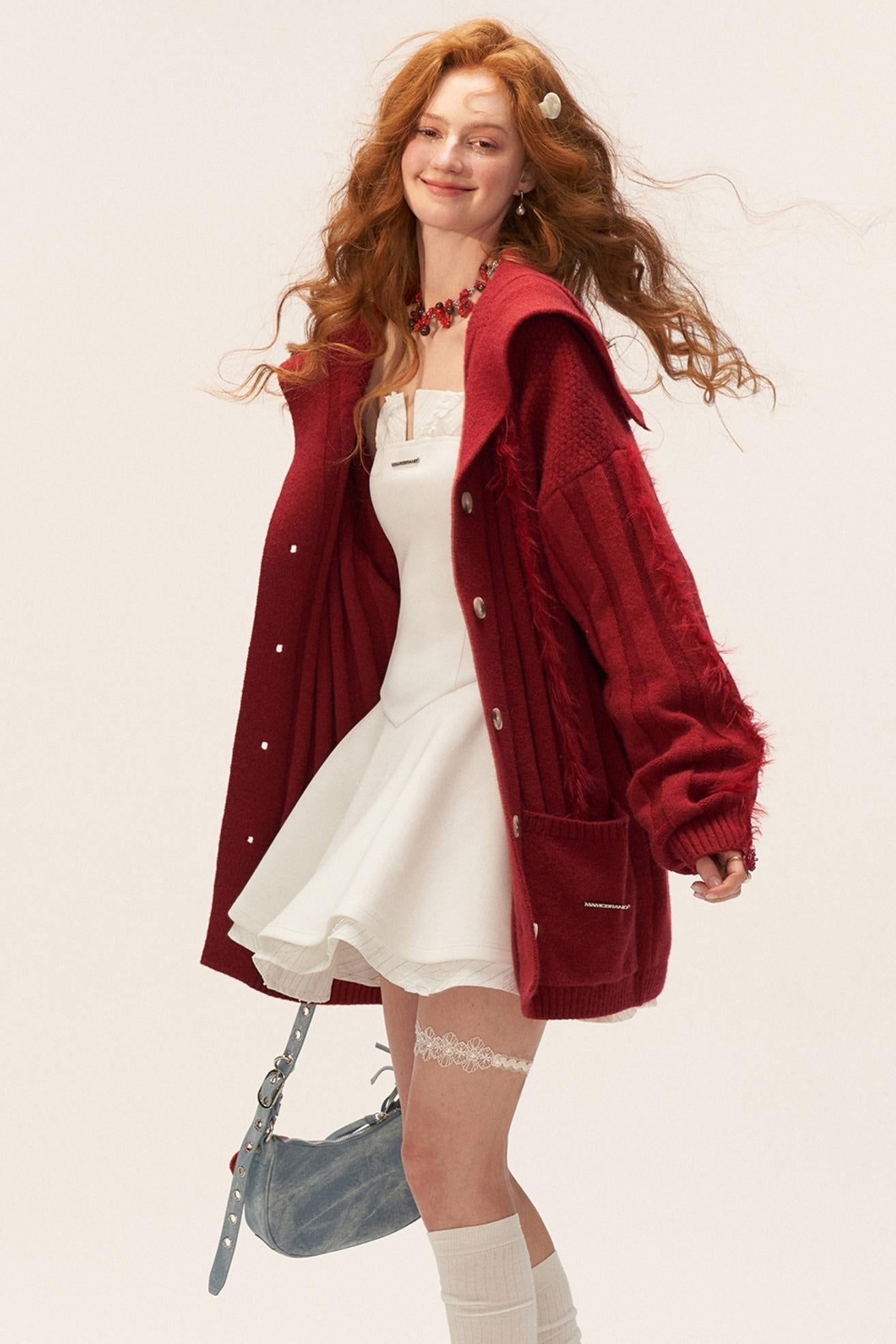 Lapel Knitted Loose Sweater Jacket