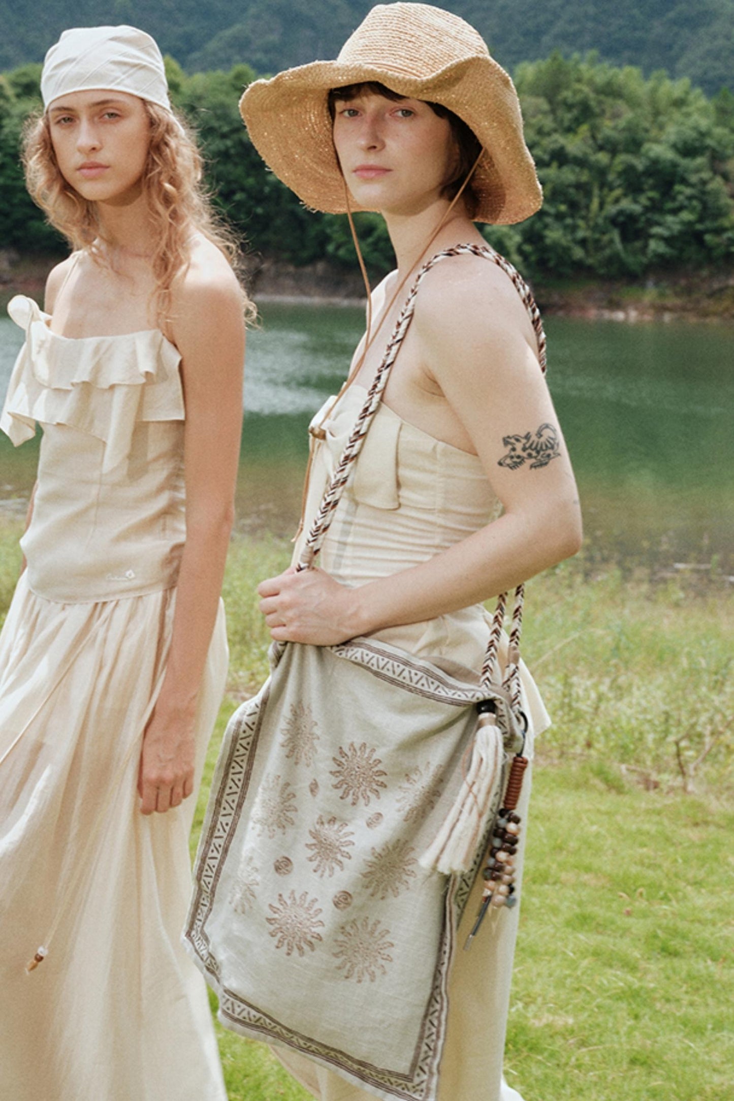 Eternal River Bandeau Top Wide-Leg Trousers Set-Up