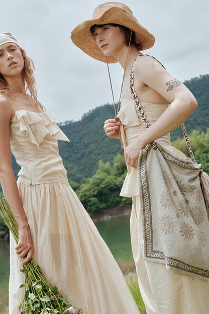 Eternal River Bandeau Top Wide-Leg Trousers Set-Up