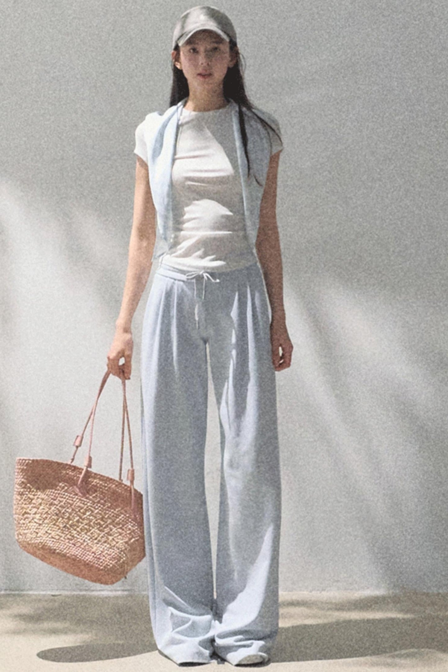 Lace-Up Top &amp; Wide Leg Pants Set-Up