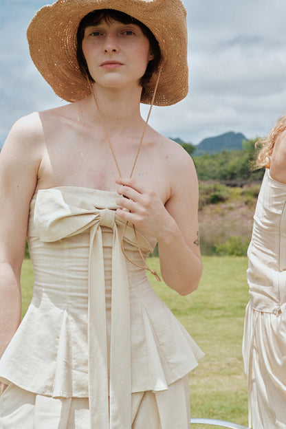 Eternal River Bandeau Top Wide-Leg Trousers Set-Up