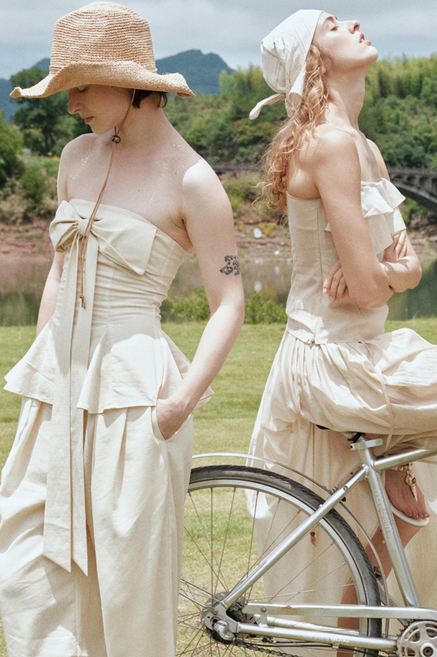 Eternal River Bandeau Top Wide-Leg Trousers Set-Up