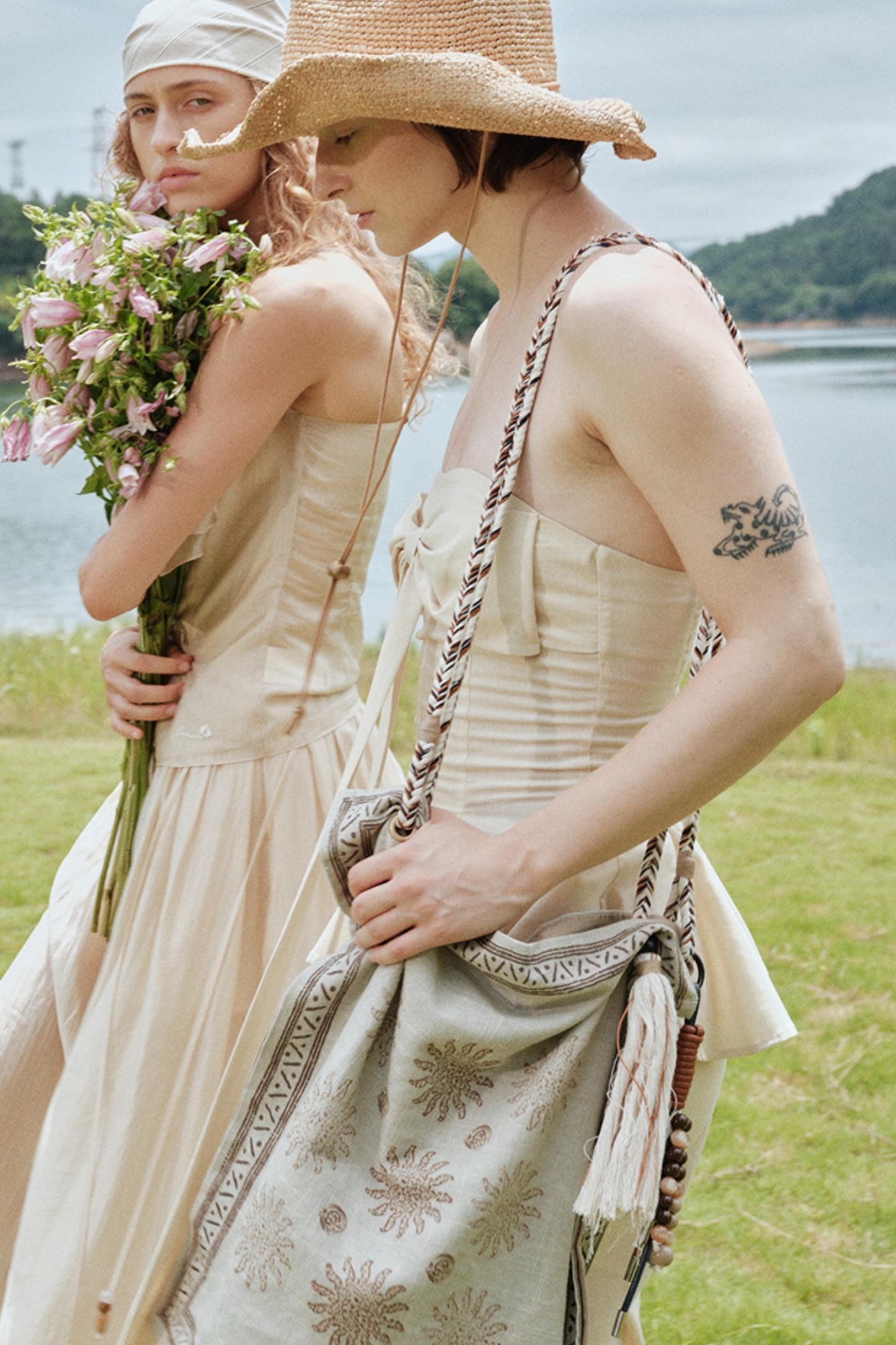 Eternal River Bandeau Top Wide-Leg Trousers Set-Up