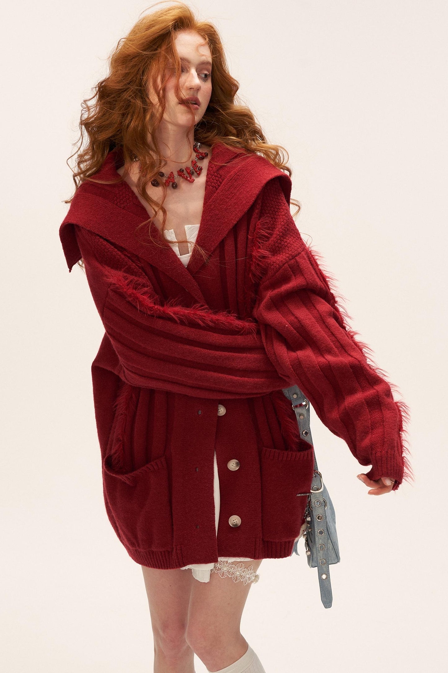 Lapel Knitted Loose Sweater Jacket