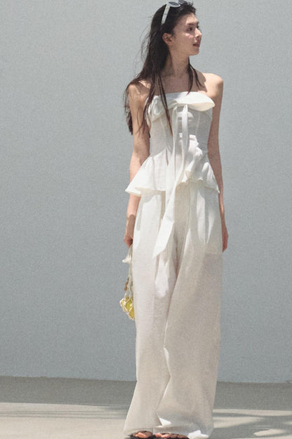 Eternal River Bandeau Top Wide-Leg Trousers Set-Up