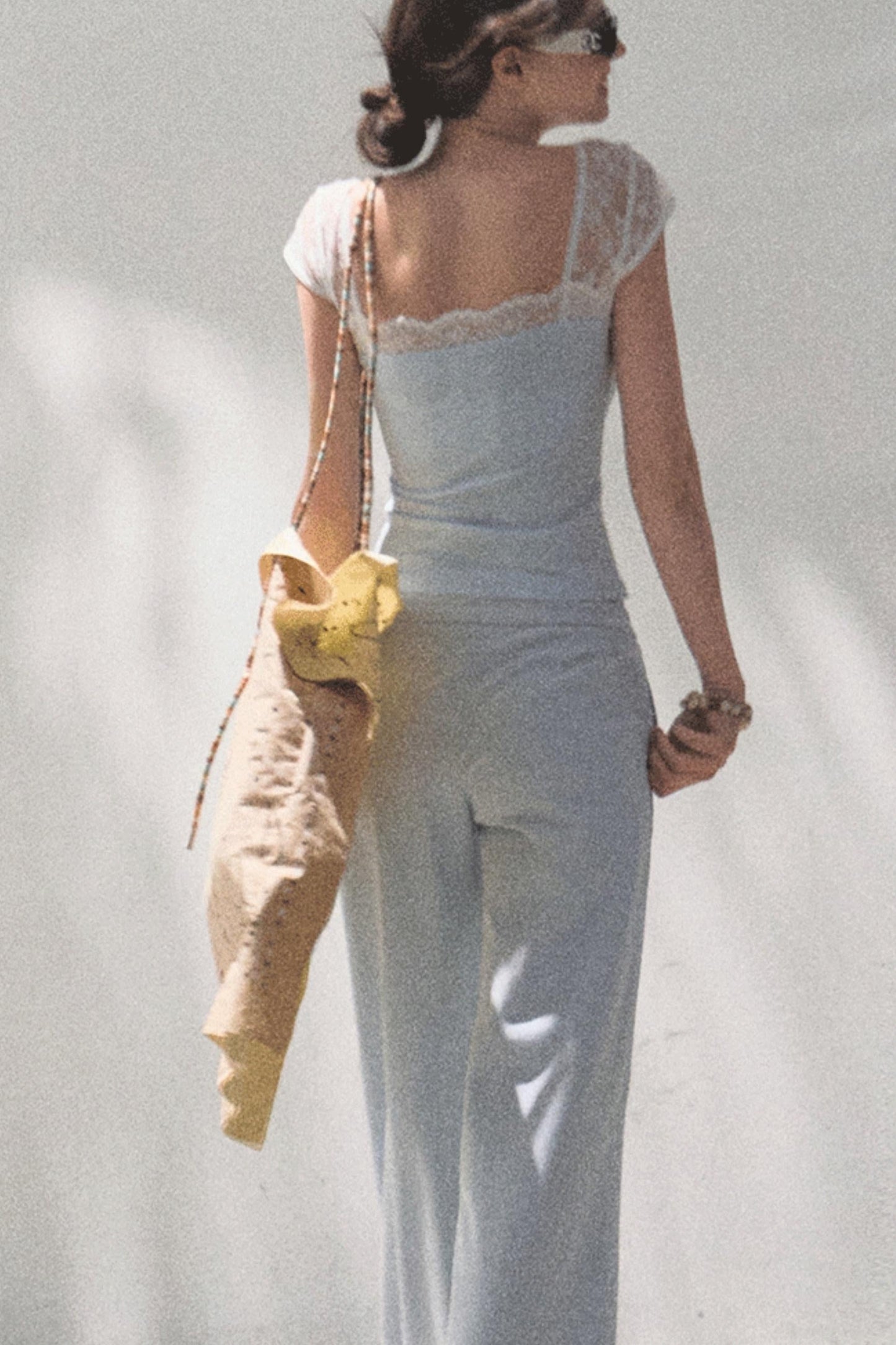 Lace-Up Top &amp; Wide Leg Pants Set-Up