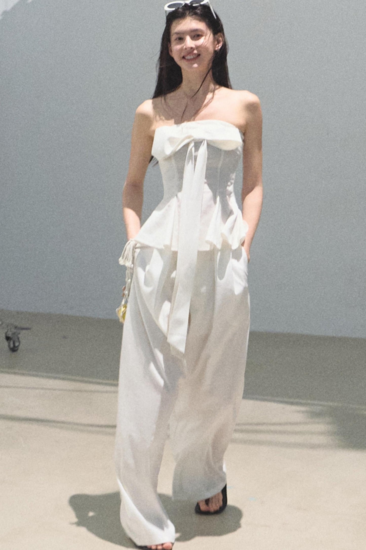 Eternal River Bandeau Top Wide-Leg Trousers Set-Up