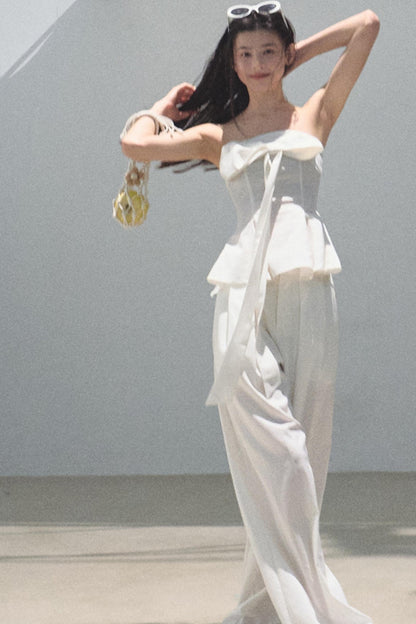 Eternal River Bandeau Top Wide-Leg Trousers Set-Up