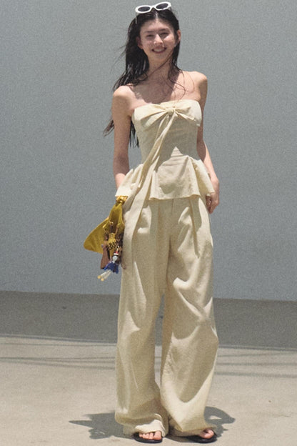 Eternal River Bandeau Top Wide-Leg Trousers Set-Up