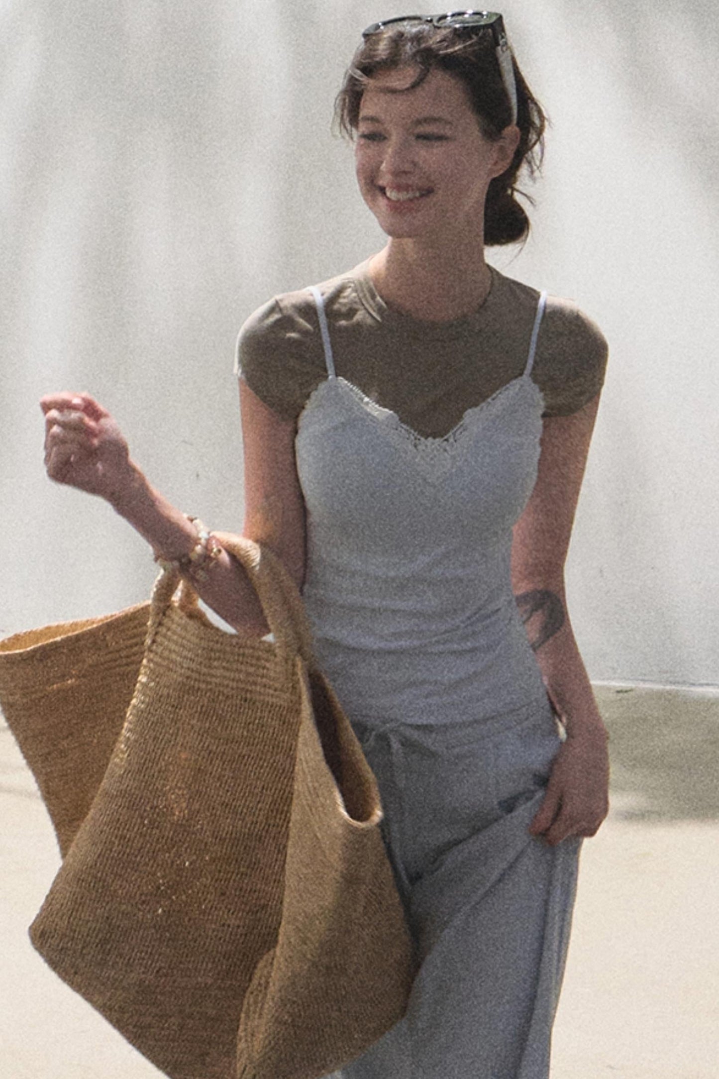 Lace-Up Top &amp; Wide Leg Pants Set-Up