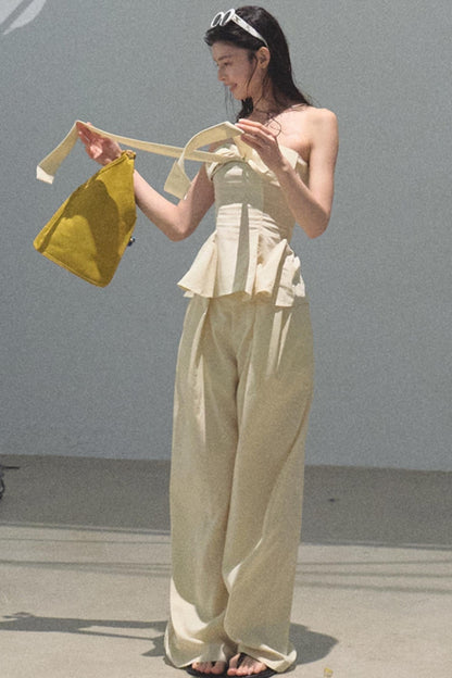 Eternal River Bandeau Top Wide-Leg Trousers Set-Up