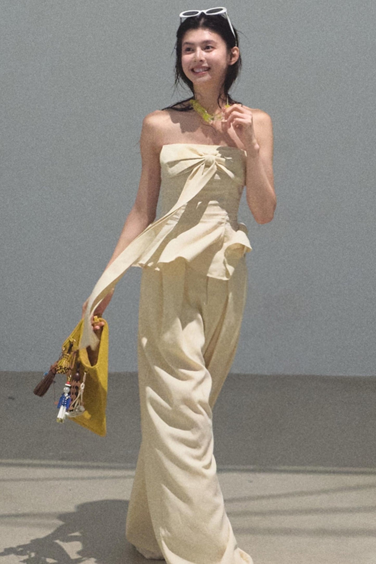 Eternal River Bandeau Top Wide-Leg Trousers Set-Up