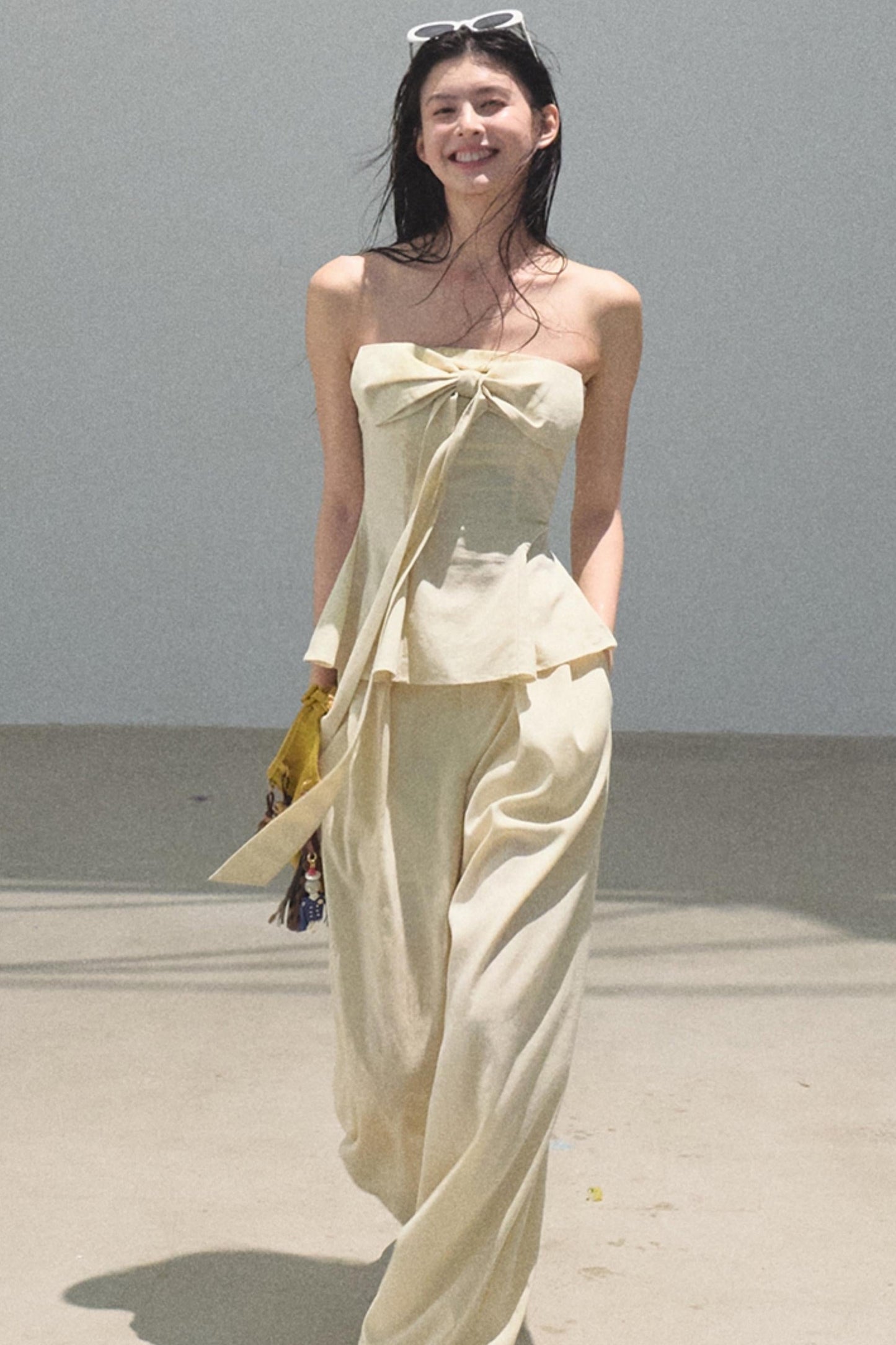 Eternal River Bandeau Top Wide-Leg Trousers Set-Up