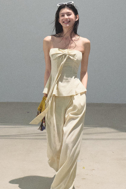 Eternal River Bandeau Top Wide-Leg Trousers Set-Up
