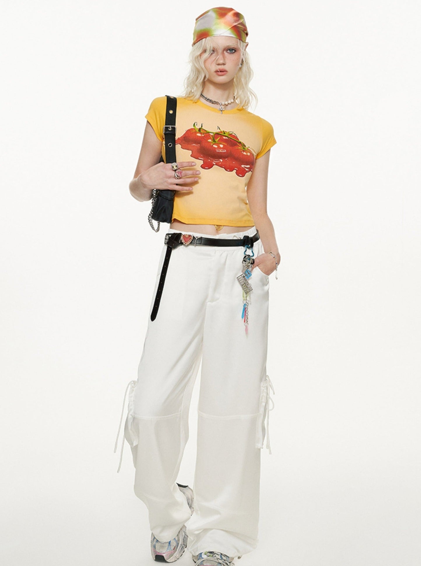 Crew Neck Tomato Slim T-Shirt