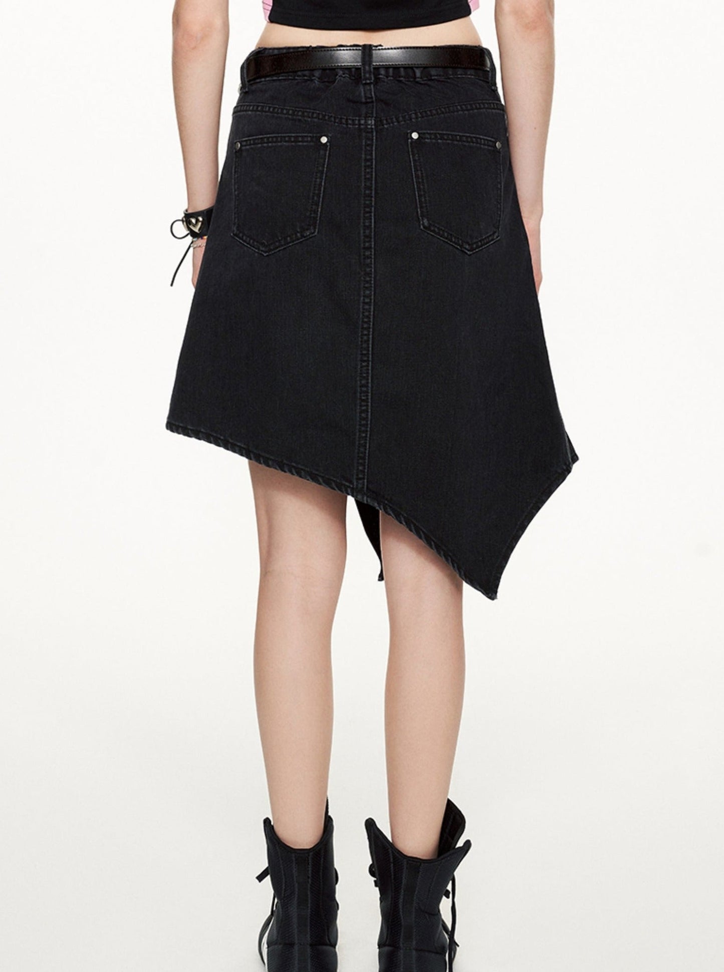 Retro Irregular Denim Skirt