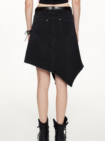Retro Irregular Denim Skirt