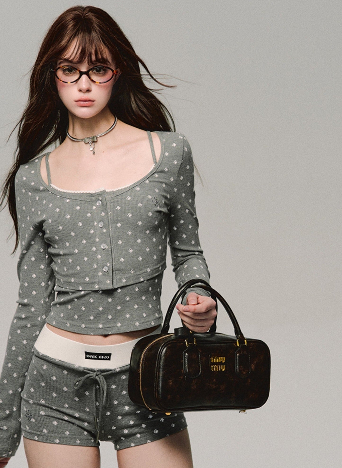 Herbaceous Gray Knit Suit Set-Up