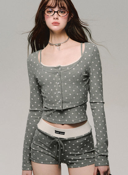 Herbaceous Gray Knit Suit Set-Up