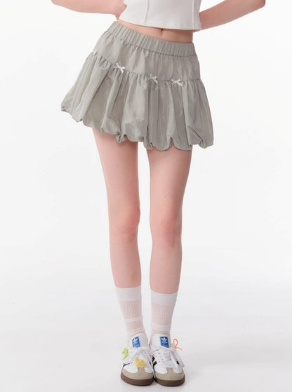 Gray Elastic Waist Skirt