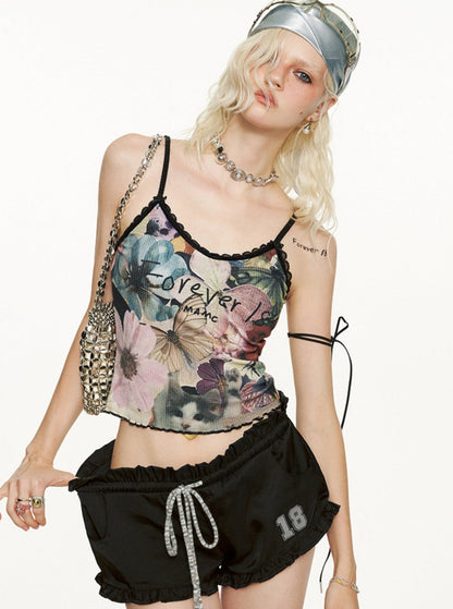 Ruffle Strappy Shorts Pants