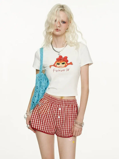 Bow White Versatile Short Sleeve T-Shirt