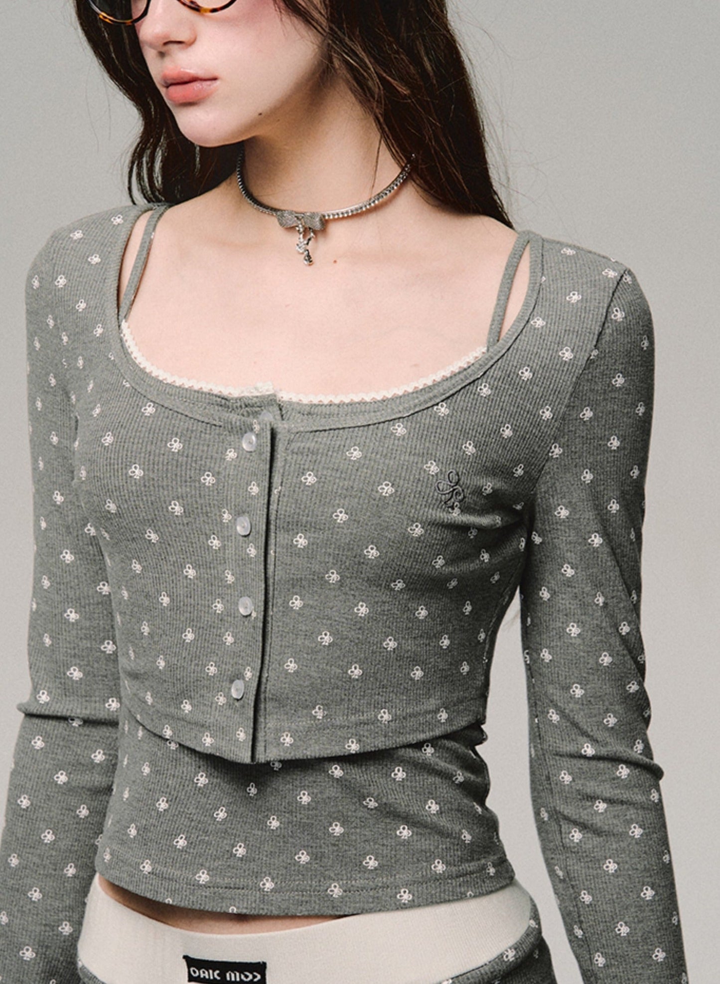 Herbaceous Gray Knit Suit Set-Up