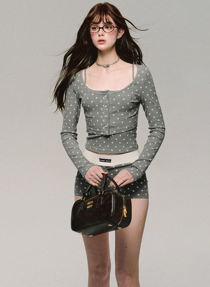 Herbaceous Gray Knit Suit Set-Up