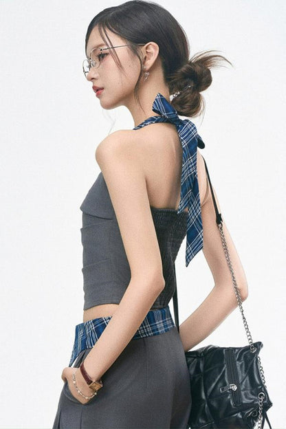 Spliced Camisole Wide-Leg Pants Set-Up