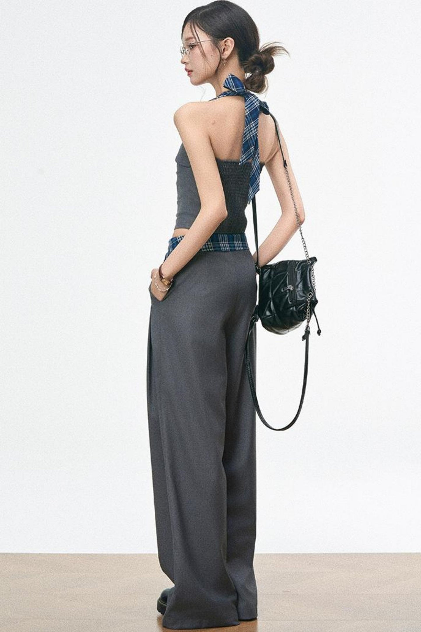 Spliced Camisole Wide-Leg Pants Set-Up