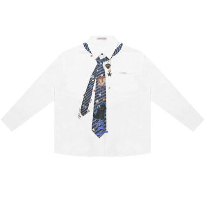 Retro Design Tie Print Shirt