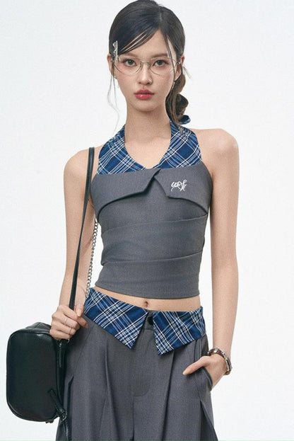 Spliced Camisole Wide-Leg Pants Set-Up