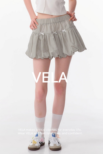 Gray Elastic Waist Skirt