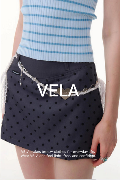 Retro Polka Dot High-Waist Skirt