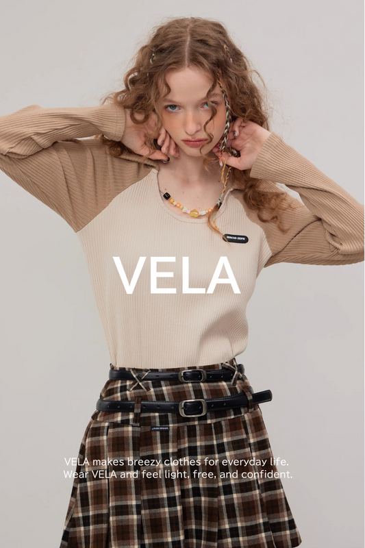 American vintage polo U neck long sleeve T-shirt