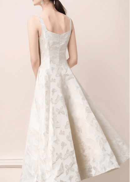 Floral Organza Square-Neck Dress