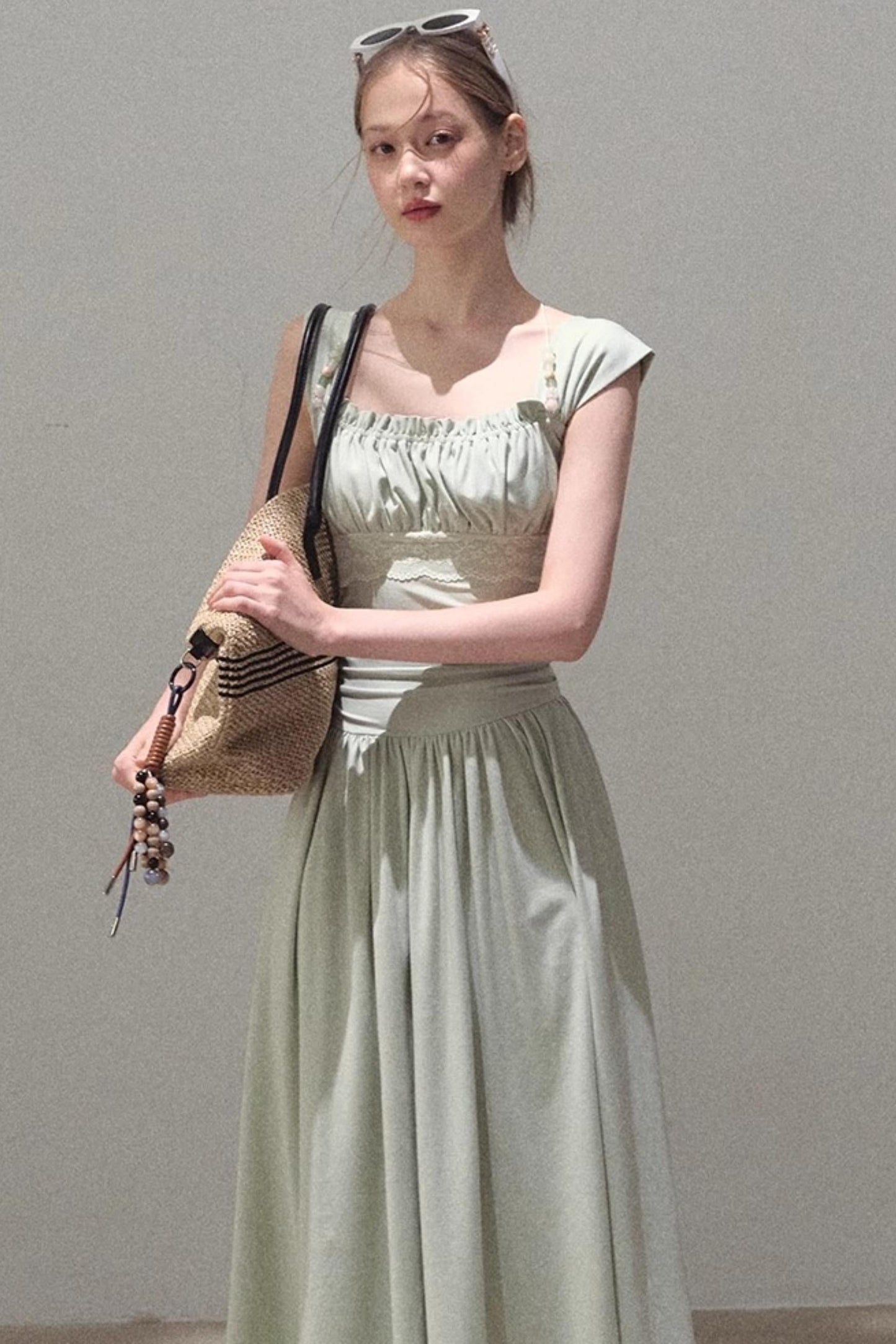 Square Neck Halter Knit Dress